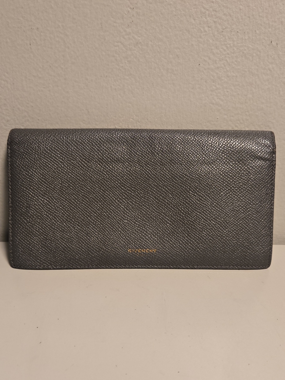 Givenchy Gray Textured Leather Wallet with Gold Logo